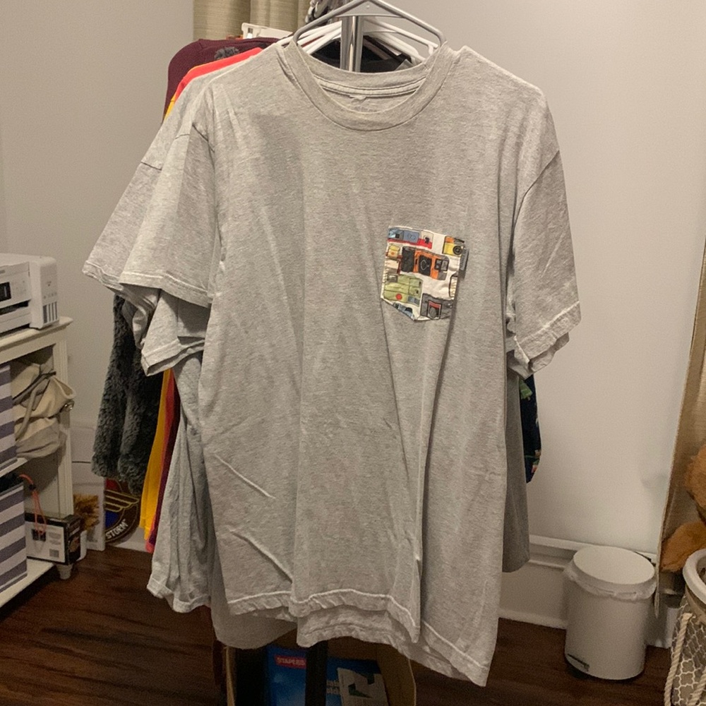 Light Grey Serengetee T-shirt with camera patch! Unisex medium!